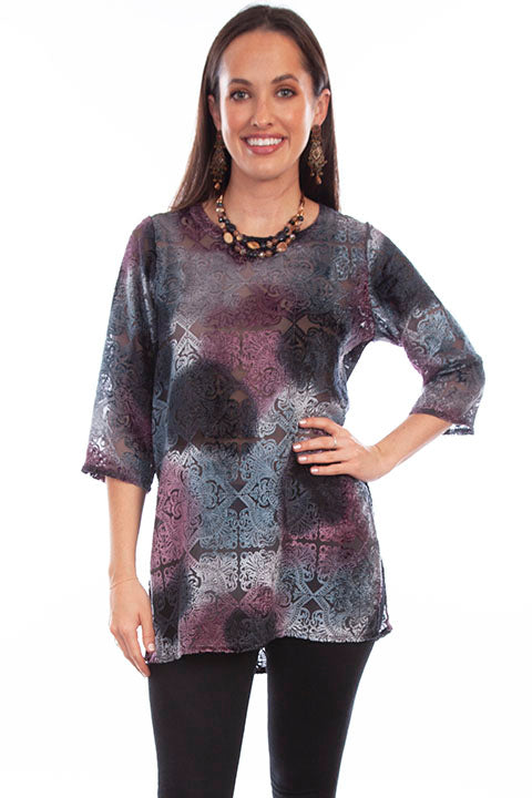 Scully Leather Honey Creek Bordeaux Velvet Tunic