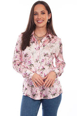 Scully Leather 100% Polyester Rose Rose Blouse W/Fringe Shirt - Flyclothing LLC