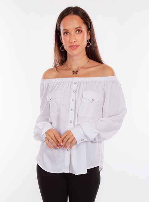 Scully Leather Honey Creek White Off Shoulder Blouse