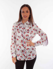 Scully Leather Floral Blouse with Back Fringe - Flyclothing LLC