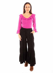 Scully Leather 100% Rayon Black Rayon Palazzo Pants W/Pockets Pant - Flyclothing LLC