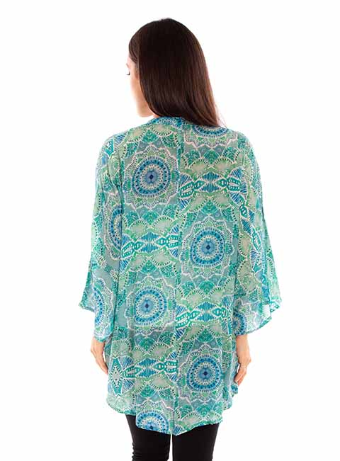 Scully Leather Honey Creek Aqua Print Kimono