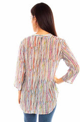 Scully Leather Honey Creek Multi Abstract Stripe Print Blouse