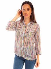 Scully Leather Honey Creek Multi Abstract Stripe Print Blouse