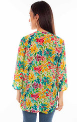 Scully Leather Honey Creek Tropical Tropical Print Button Up Blouse