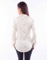 Scully Leather Honey Creek Ivory Snap Front Blouse W/Floral Print