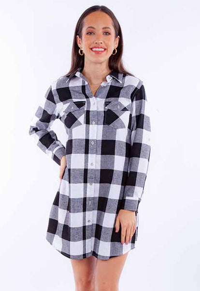 Scully Womens White 100% Cotton Gingham Check S/S Dress – The