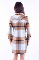 Scully Leather Honey Creek Camel Plaid Flannel Shirt-Dress