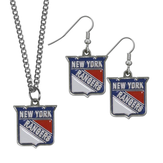 New York Rangers® Dangle Earrings and Chain Necklace Set - Siskiyou Buckle