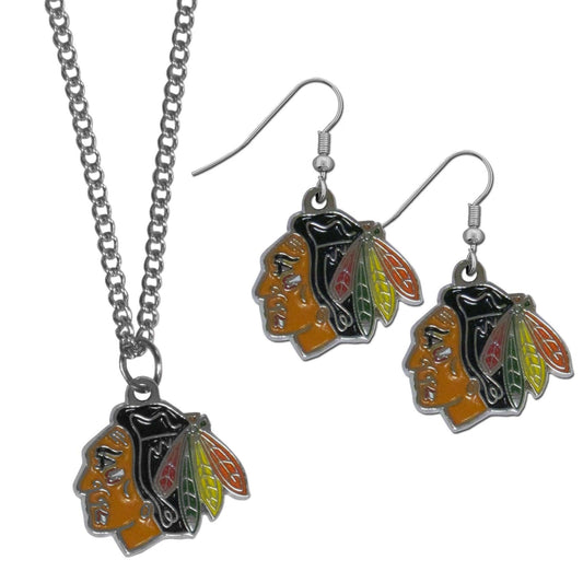 Chicago Blackhawks® Dangle Earrings and Chain Necklace Set - Siskiyou Buckle