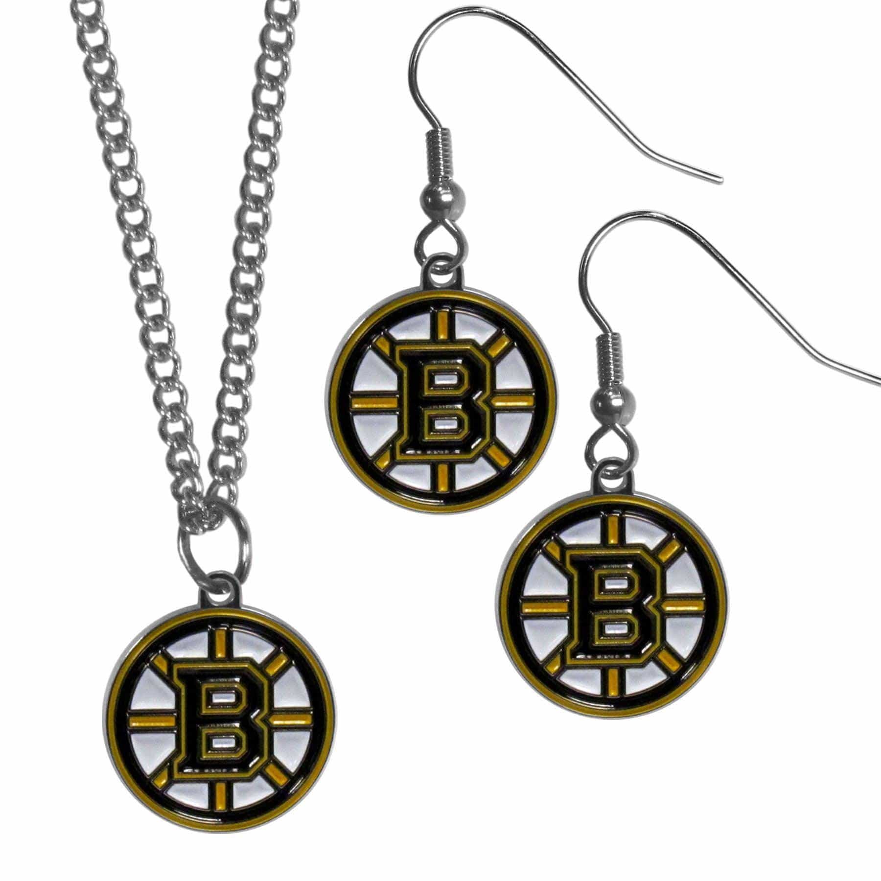 Boston Bruins® Dangle Earrings and Chain Necklace Set - Siskiyou Buckle