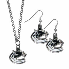 Vancouver Canucks® Dangle Earrings and Chain Necklace Set - Flyclothing LLC