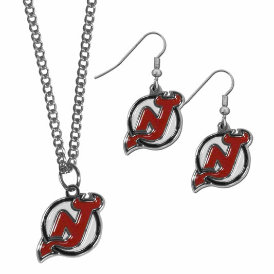 New Jersey Devils® Dangle Earrings and Chain Necklace Set - Siskiyou Buckle