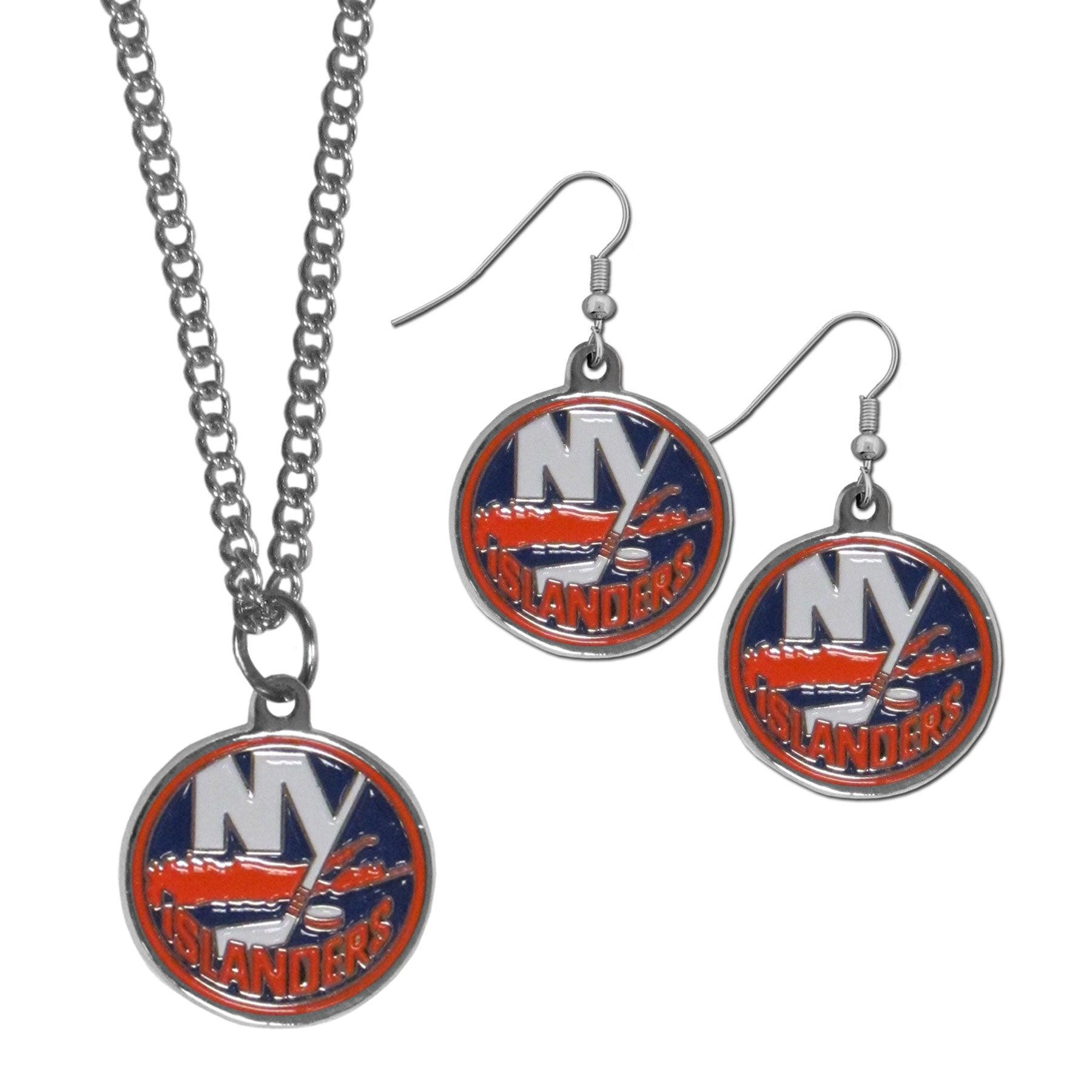 New York Islanders® Dangle Earrings and Chain Necklace Set - Flyclothing LLC