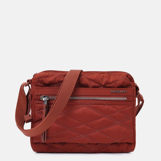 Hedgren Quilted Eye RFID Shoulder Bag Brandy Brown