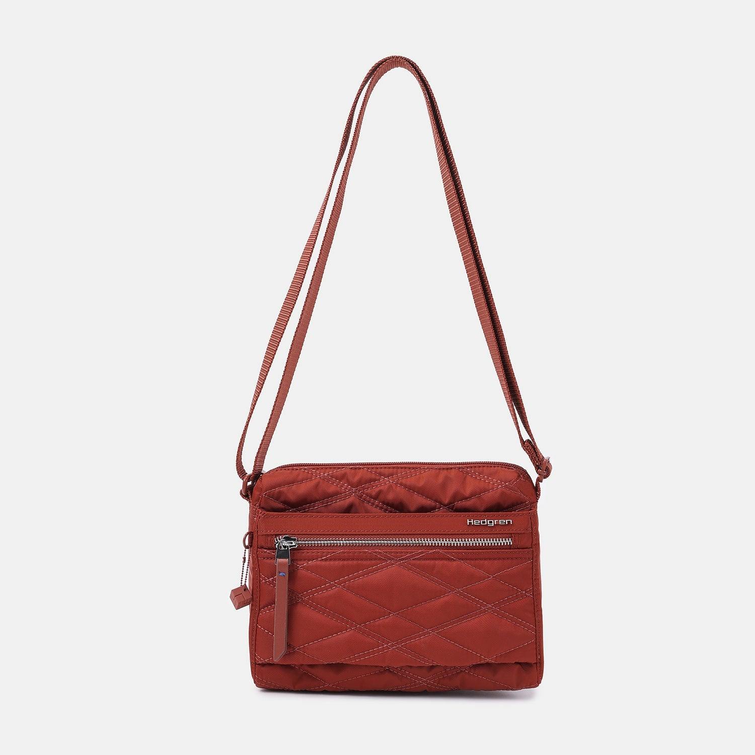 Hedgren Quilted Eye RFID Shoulder Bag Brandy Brown