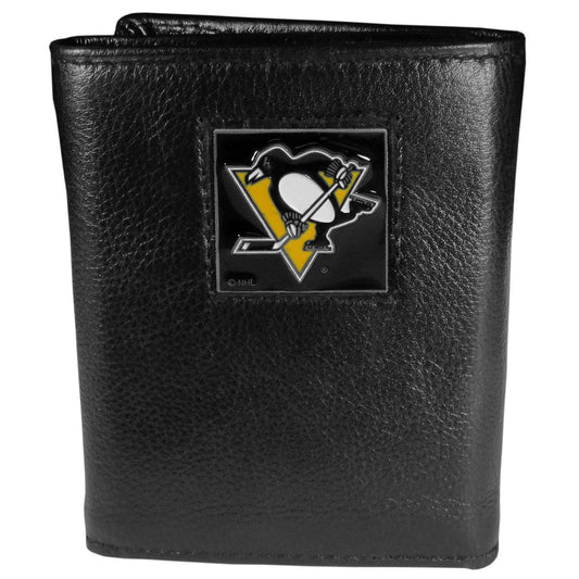 Pittsburgh Penguins® Deluxe Leather Tri-fold Wallet Packaged in Gift Box - Flyclothing LLC