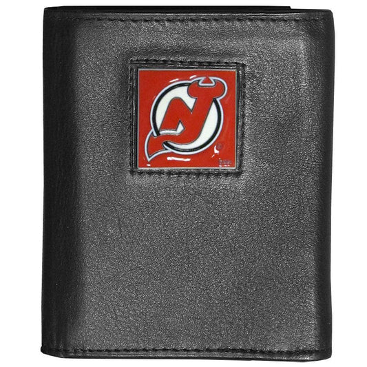 New Jersey Devils® Deluxe Leather Tri-fold Wallet Packaged in Gift Box - Siskiyou Buckle