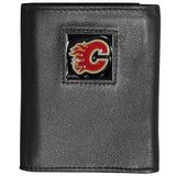 Calgary Flames® Deluxe Leather Tri-fold Wallet - Siskiyou Buckle