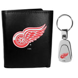 Detroit Red Wings Leather Tri-fold Wallet & Steel Key Chain - Flyclothing LLC