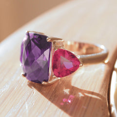 Alamode 925 Sterling Silver, AAA CZ , Amethyst - Flyclothing LLC