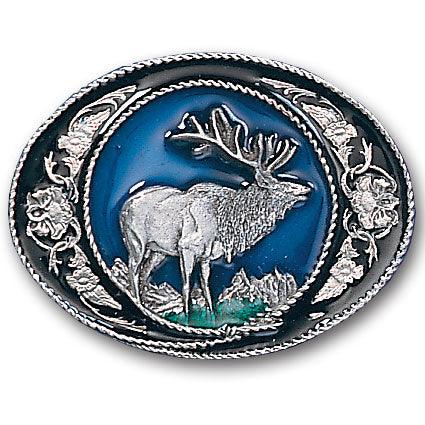 Elk with Scroll Enameled Belt Buckle - Flyclothing LLC