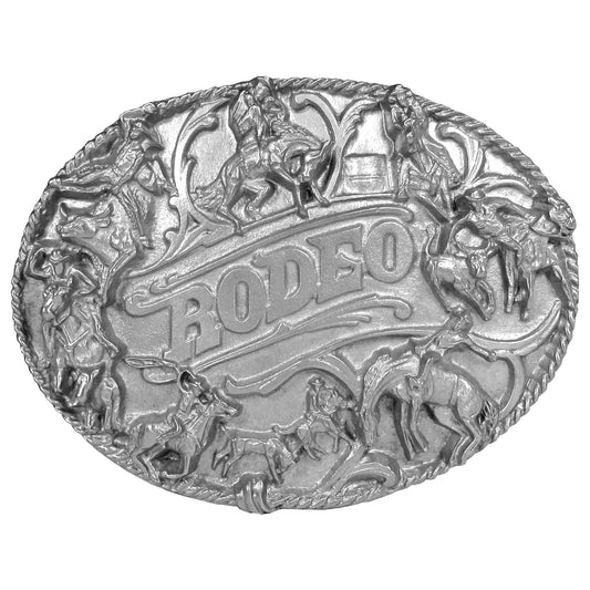 Rodeo Rope Border Antiqued Belt Buckle - Siskiyou Buckle