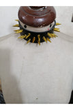 Daisy Corsets Black Faux Leather & Gold Metallic Spike Choker