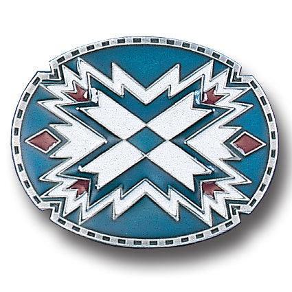 Southwestern Oval Blue Enameled Belt Buckle - Flyclothing LLC