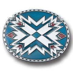 Southwestern Oval Blue Enameled Belt Buckle - Flyclothing LLC