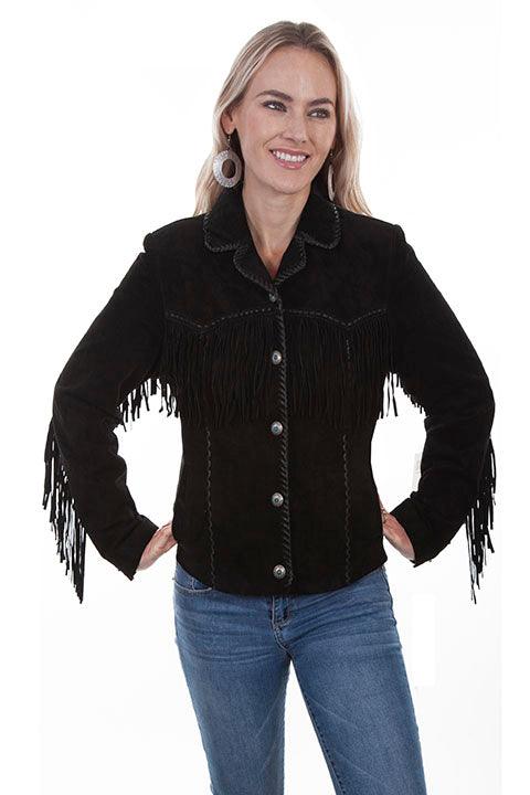 Scully BLACK BOAR SUEDE FRINGE/LACING JACKET - Flyclothing LLC