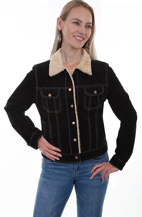 Scully BLACK BOAR SUEDE FAUX SHEARLING JEAN JACKET - Flyclothing LLC