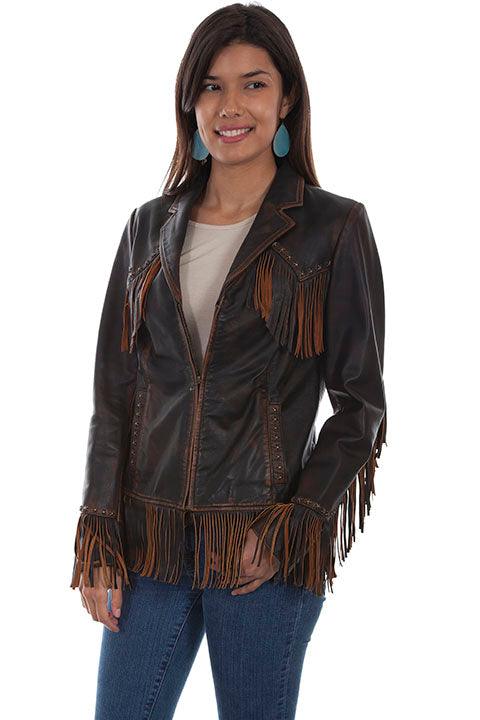 Scully BROWN STUDDED/FRINGE JACKET - Flyclothing LLC