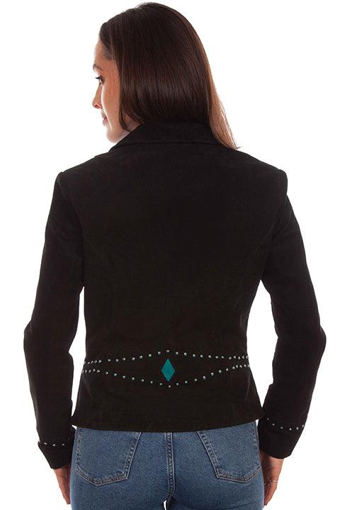 Scully Leather Black Boar Suede Turq Studded Blazer - Flyclothing LLC