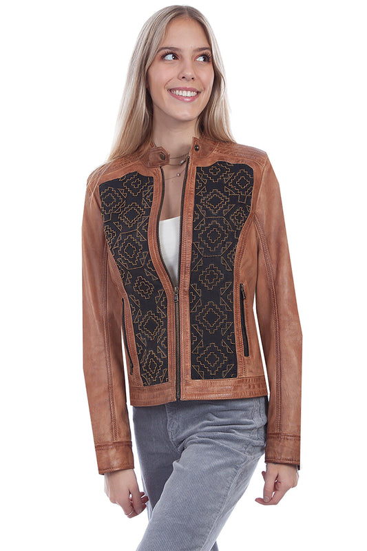 Scully COGNAC SOFT LAMB BEADED PANEL LADIES JACKET - Flyclothing LLC