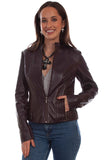 Scully Leather Leatherwear Womens Aubergine Ladies Zip Front Jacket