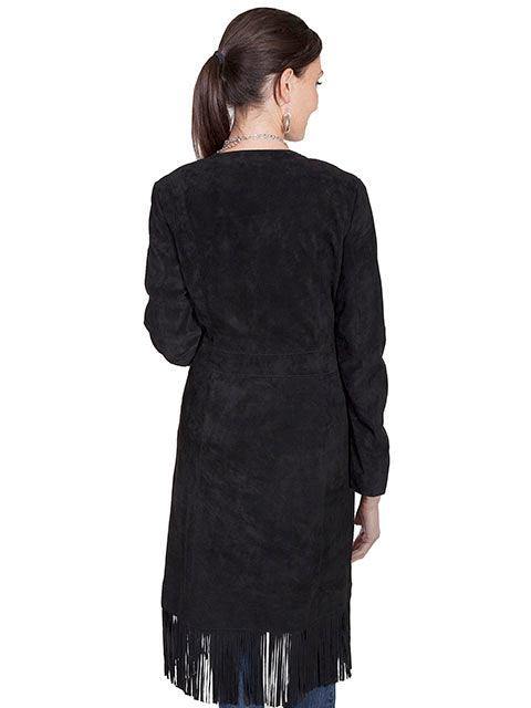 Scully BLACK BOAR SUEDE FRINGE LONG COAT - Flyclothing LLC