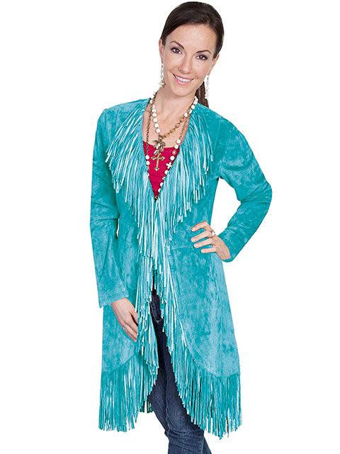 Scully DK TURQ FRINGE LONG COAT - Flyclothing LLC