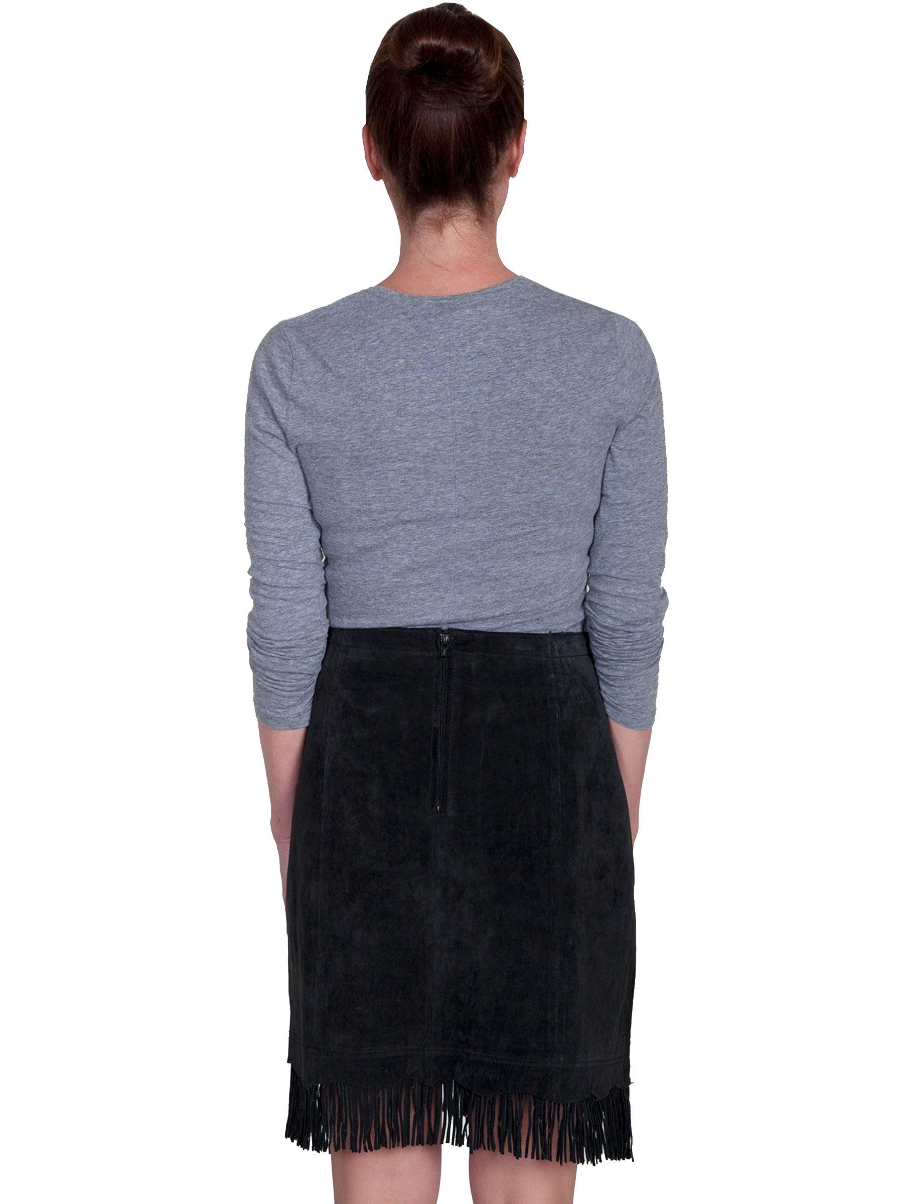 Scully BLACK BOAR SUEDE FRINGE SKIRT - Flyclothing LLC