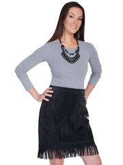 Scully BLACK BOAR SUEDE FRINGE SKIRT - Flyclothing LLC