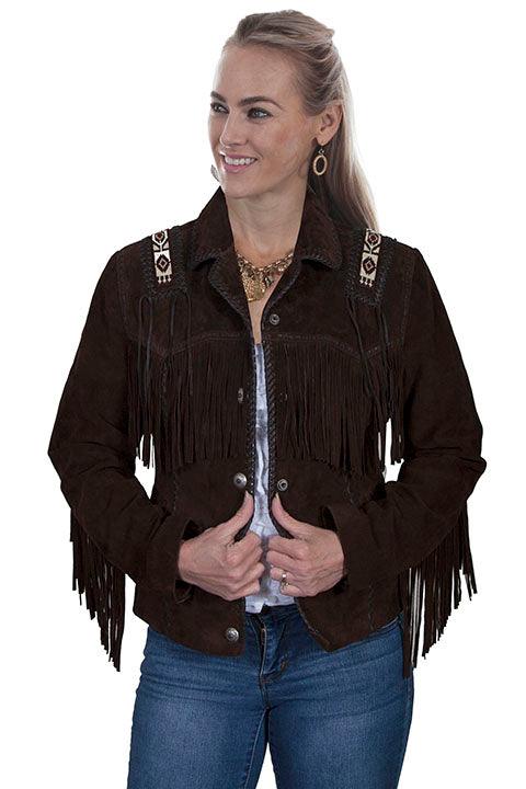 Scully EXPRESSO BOAR SUEDE BEADED/FRINGE JKT - Scully Leather