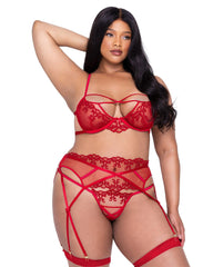 Roma Costume LI637 Rouge Bow 3-Piece Garter Short Set