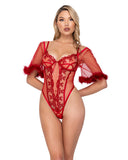 Roma Costume LI641 Rouge Bow Teddy with Sleeves