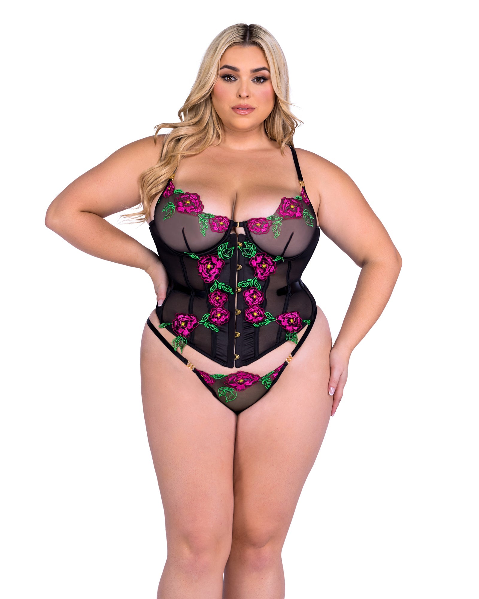 Roma Confidential Peony Paradise Corset 2-Piece Set - Flyclothing LLC