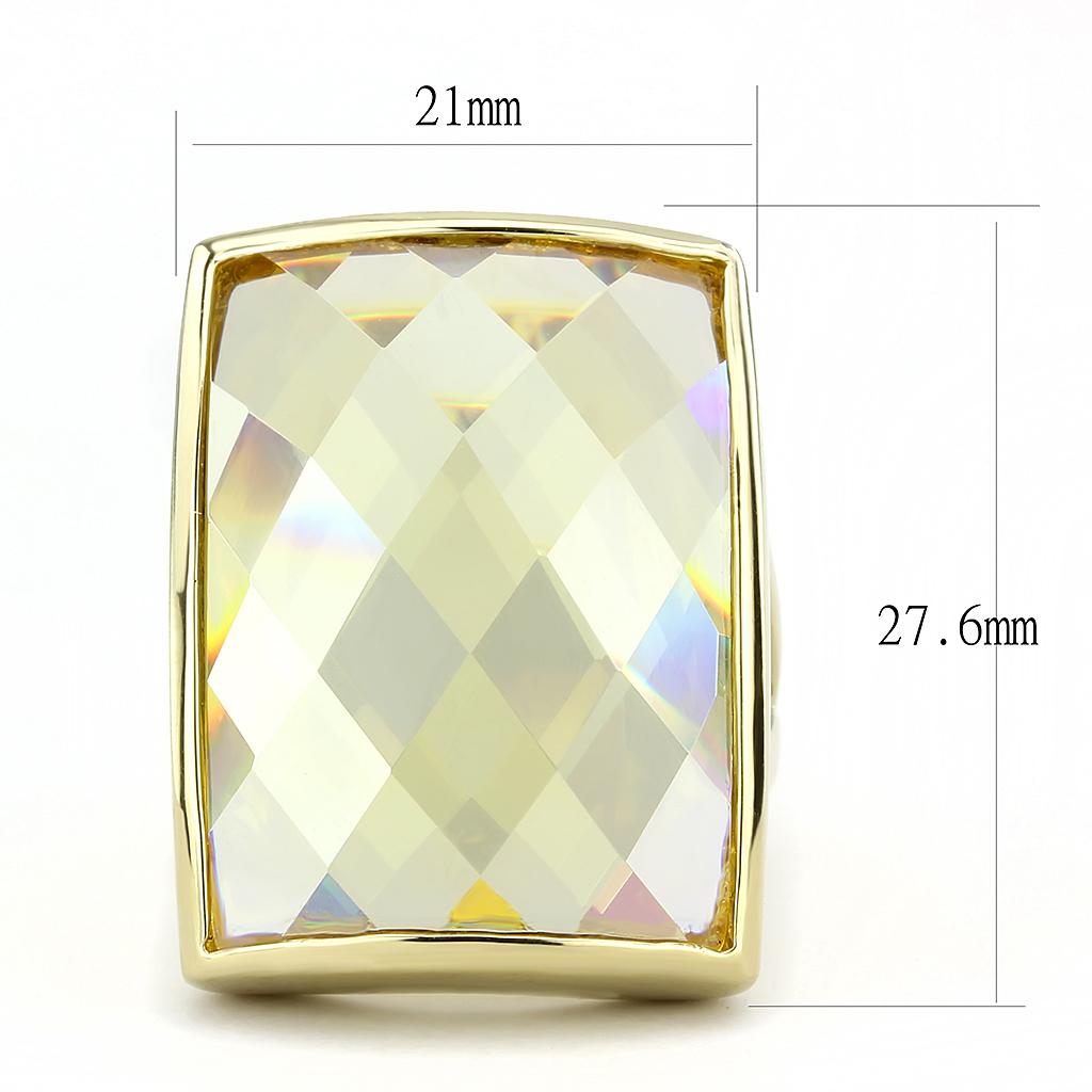 Alamode Gold Brass Ring with AAA Grade CZ in Topaz - Flyclothing LLC