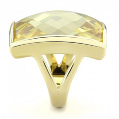 Alamode Gold Brass Ring with AAA Grade CZ in Topaz - Flyclothing LLC