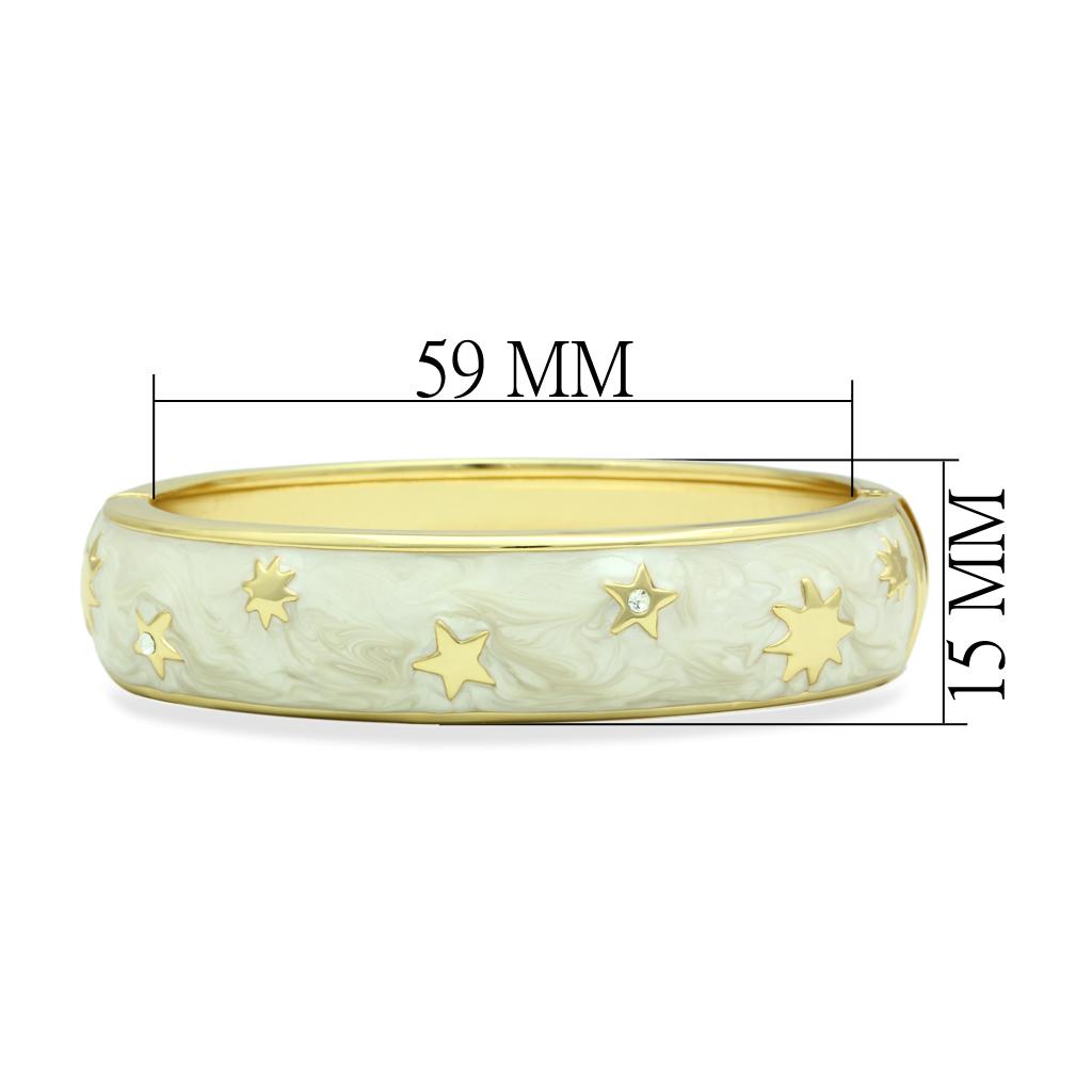 Alamode Flash Gold White Metal Bangle with Top Grade Crystal in Clear - Flyclothing LLC