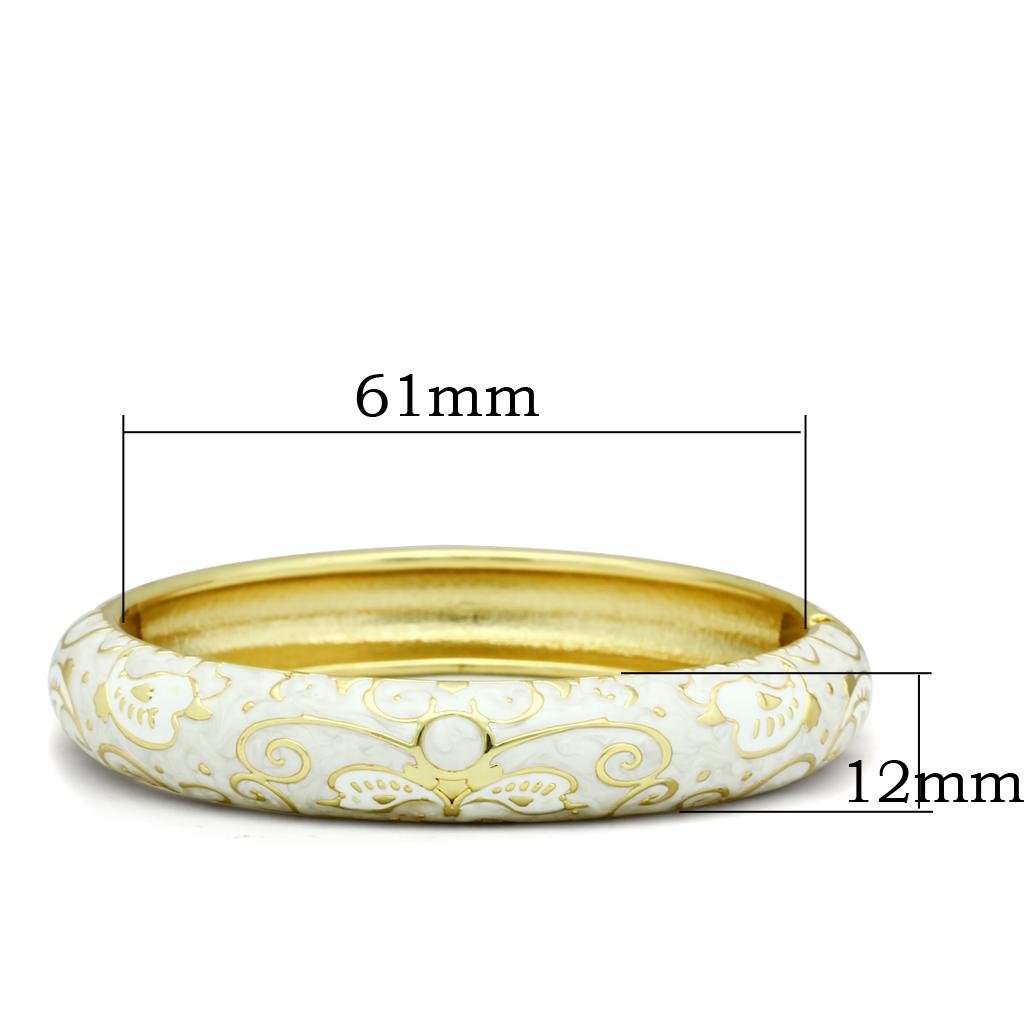 Alamode Flash Gold White Metal Bangle with Epoxy in No Stone - Flyclothing LLC