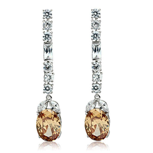 Alamode Rhodium Brass Jewelry Sets with AAA Grade CZ in Champagne - Flyclothing LLC