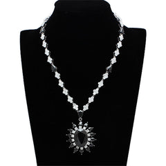 Alamode Rhodium Brass Jewelry Sets with AAA Grade CZ in Jet